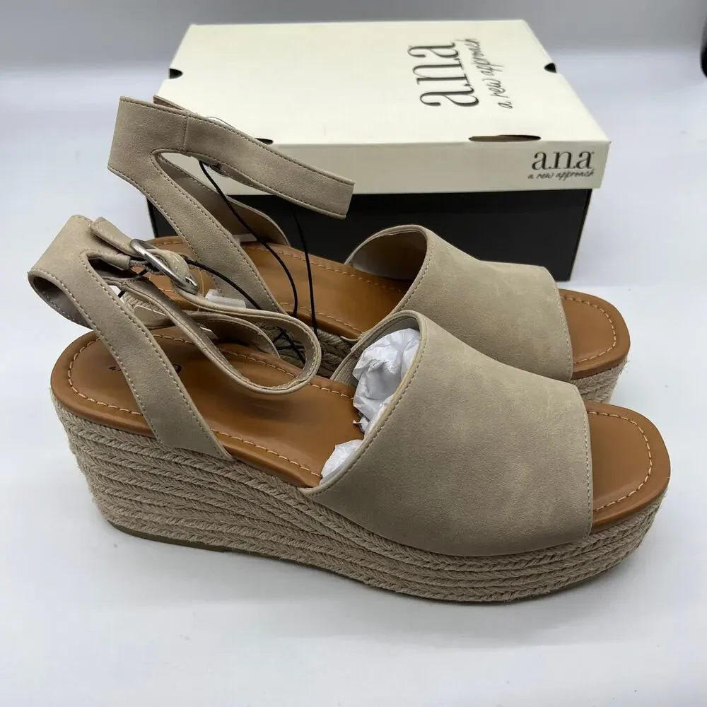 a.n.a Laskie Women Shoes Ankle Buckle Strap Sandals Brown Stone Size 11M